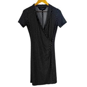 Norma Kamali Polka Dot Faux Wrap Dress Size Small